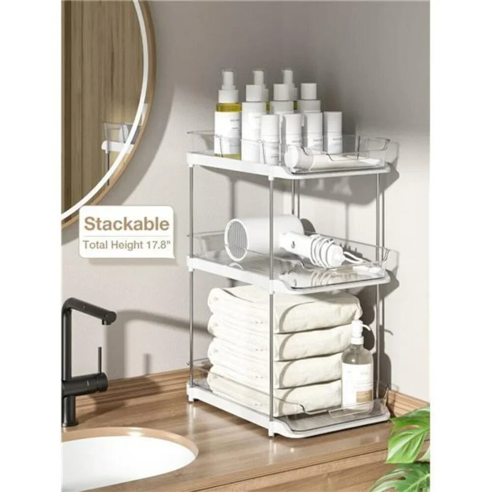 Bathroom Under Sink Organizers and Storage Stackable Kitchen Pantry Organization